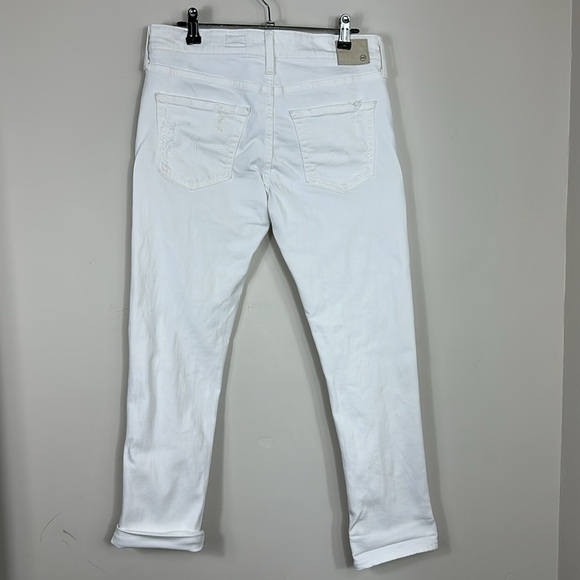 AG Adriano Goldschmeid Ex-Boyfriend Slim White Distressed Jeans 27 - Picture 7 of 9